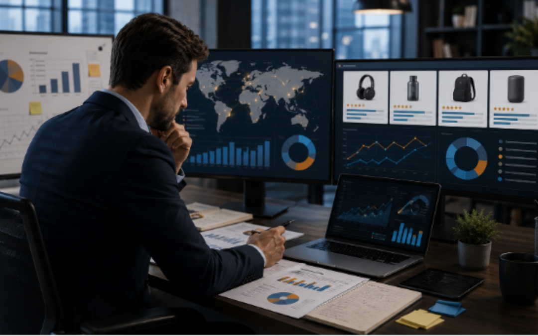 Guía para vender en Amazon con estrategias de producto, logística, publicidad y optimización para emprendedores.