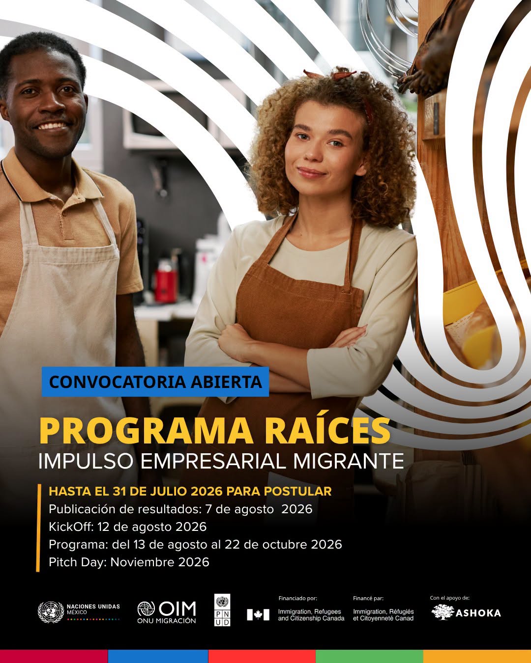 Programa Raíces 2026 para personas migrantes con emprendimientos en Jalisco y Nuevo León.