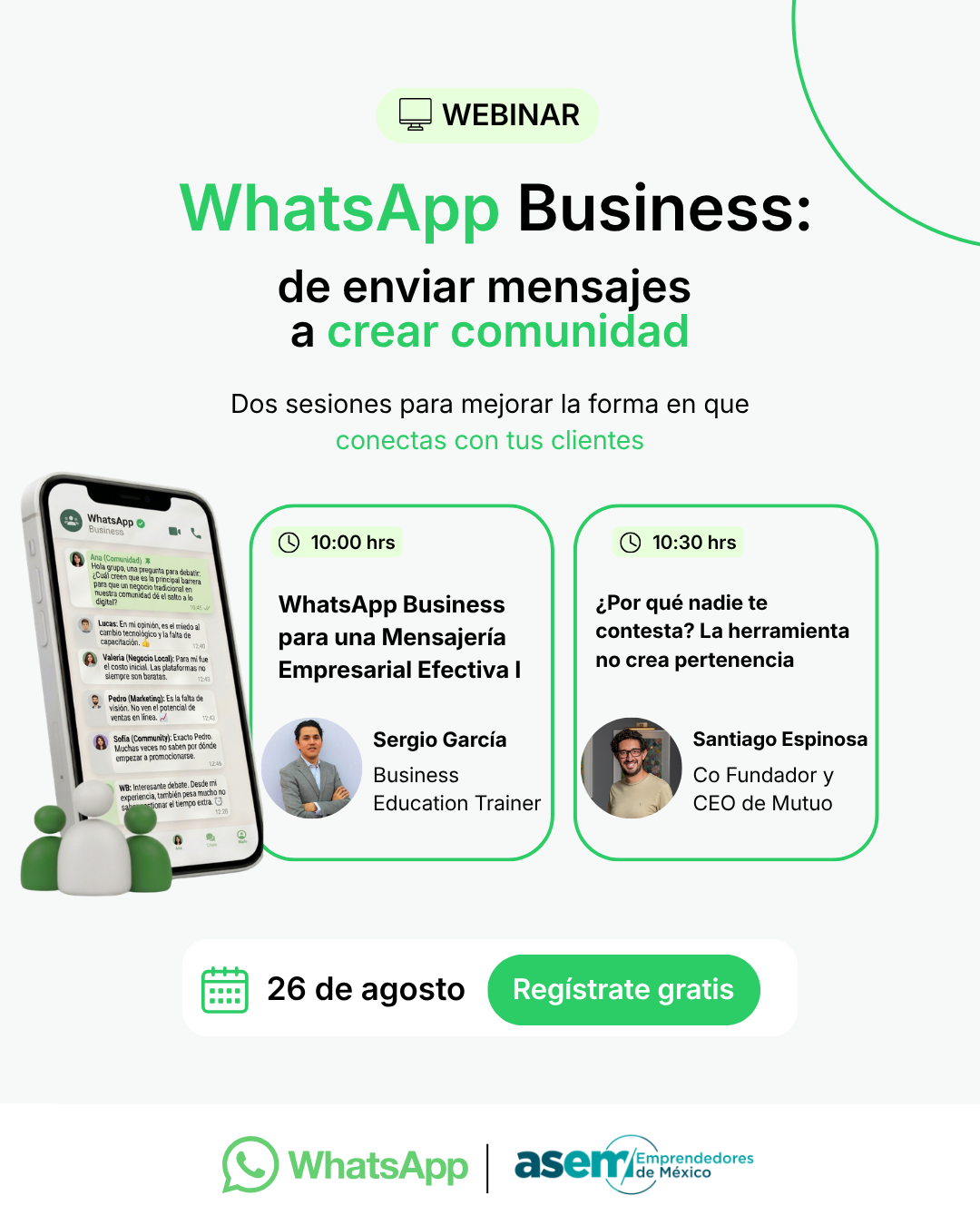 Webinar de ASEM sobre WhatsApp Business, comunicación empresarial y conexión con clientes.